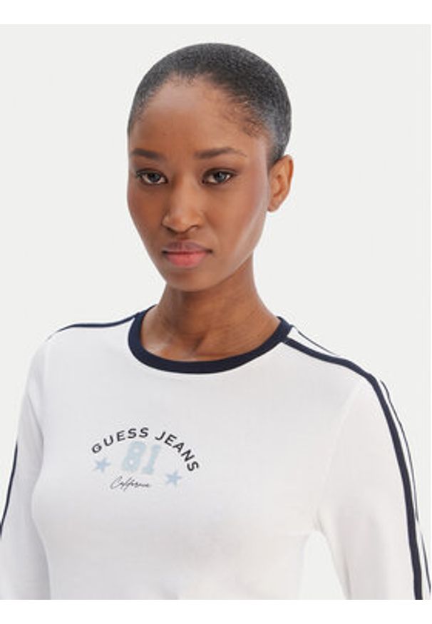 Guess Jeans Bluzka W6RI17 J1314 Biały Regular Fit. Kolor: biały. Materiał: bawełna