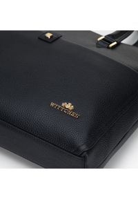 Wittchen - Damska torba na laptopa 12” skórzana z etui. Kolor: czarny. Materiał: skóra. Wzór: kwiaty, aplikacja, haft, kolorowy. Styl: elegancki #4