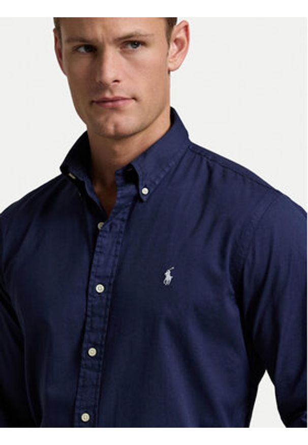 Polo Ralph Lauren Koszula 710937993009 Granatowy Custom Fit. Typ kołnierza: polo. Kolor: niebieski. Materiał: bawełna