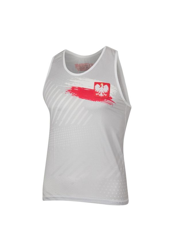 Koszulka sportowa bez rękawów męska Tank top EXTREME HOBBY POLSKA PRIME. Kolor: biały. Materiał: poliester, elastan. Długość rękawa: bez rękawów. Styl: sportowy