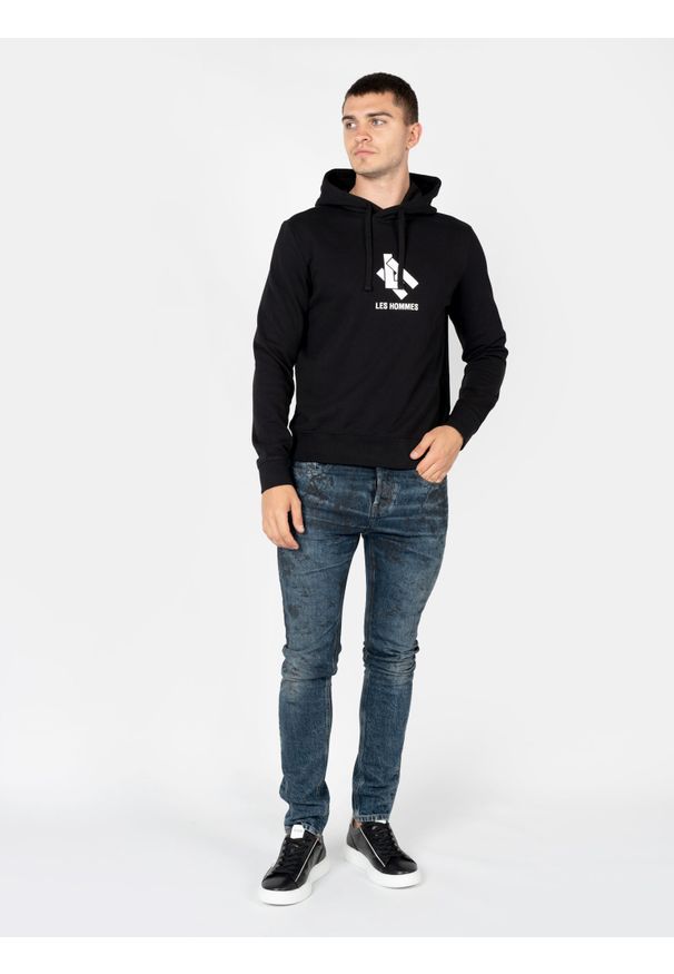 Les Hommes Bluza "Hoodie LH" | LBH1006700P | Mężczyzna | Czarny. Kolor: czarny. Materiał: bawełna. Długość: długie. Wzór: nadruk