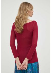 MAX&Co. sweter damski kolor bordowy lekki. Okazja: na co dzień. Kolor: czerwony. Materiał: dzianina. Długość rękawa: długi rękaw. Długość: długie. Styl: casual #4