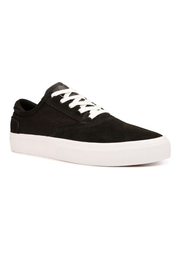 OXELO - Buty niskie na deskorolkę Oxelo Vulca 500 II. Kolor: czarny. Materiał: kauczuk, skóra, poliester, włókno. Sport: skateboard