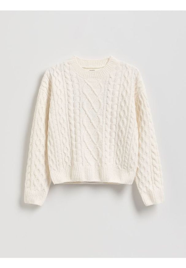 Reserved - Strukturalny sweter - złamana biel. Materiał: dzianina