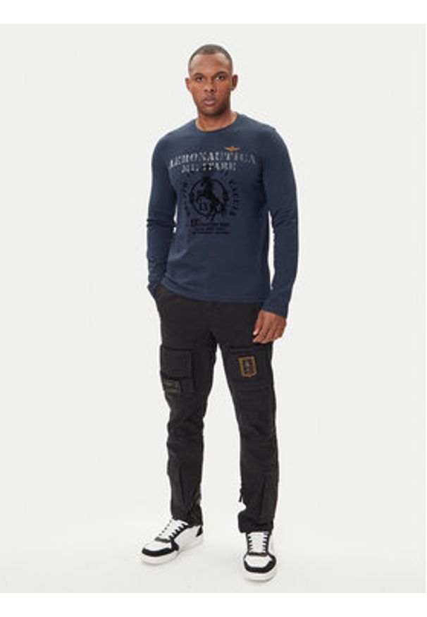 Aeronautica Militare Longsleeve 252TS2471UJ00641 Granatowy Regular Fit. Kolor: niebieski. Materiał: bawełna. Długość rękawa: długi rękaw