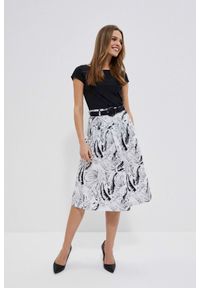 MOODO - Wzorzysta spódnica czarno-biała. Kolor: wielokolorowy, czarny, biały. Materiał: bawełna. Wzór: nadruk
