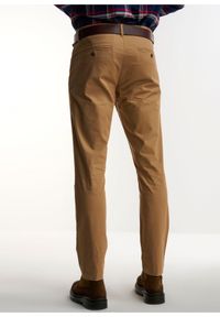 Ochnik - Beżowe spodnie męskie. Kolor: beżowy. Materiał: materiał