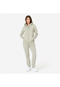DOMYOS - Bluza na zamek damska Domyos Gym & Pilates. Kolor: zielony. Materiał: bawełna, materiał. Sport: joga i pilates #2