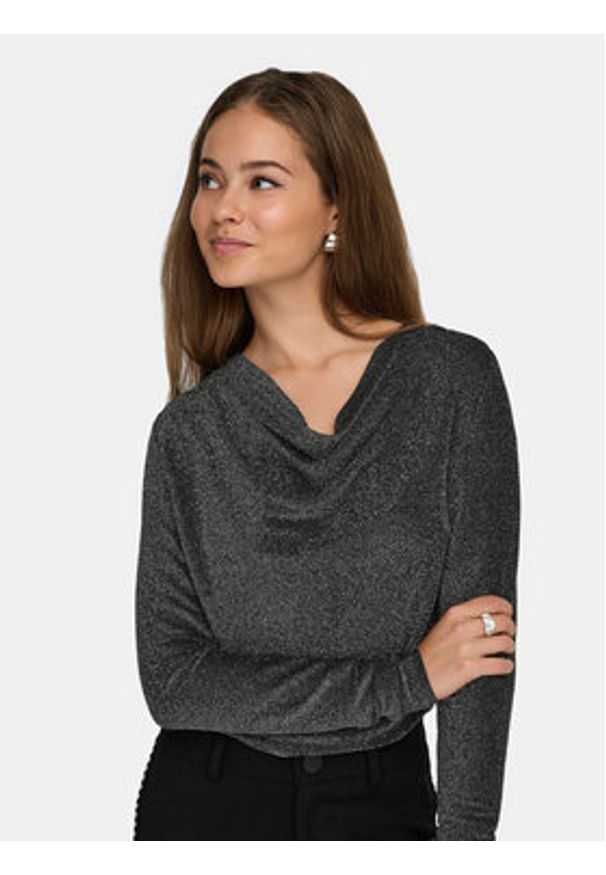 only - ONLY Bluzka Rich 15360265 Szary Regular Fit. Kolor: szary. Materiał: syntetyk