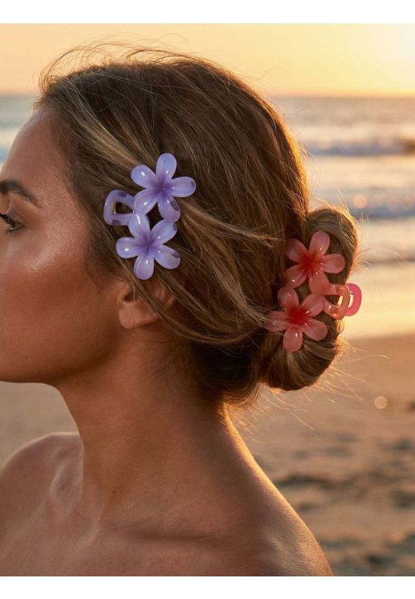 Sinsay - Spinki do włosów w kształcie kwiatów 2 pack - wielobarwny. Wzór: kwiaty