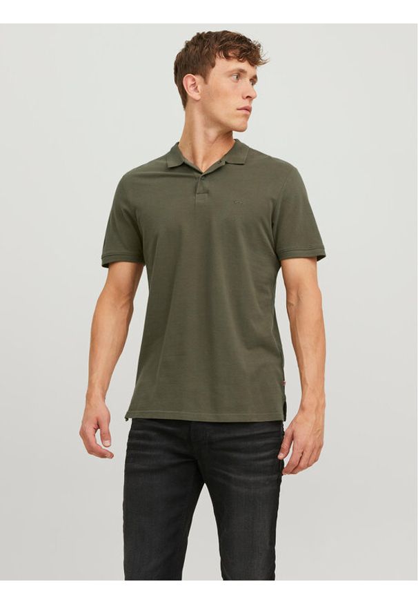 Jack & Jones Polo Basic 12136516 Zielony Slim Fit. Typ kołnierza: polo. Kolor: zielony. Materiał: bawełna