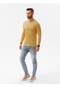 Ombre Clothing - Longsleeve męski bez nadruku - musztardowy V1 - Rozmiar: XXL. Okazja: na co dzień. Kolor: żółty. Materiał: bawełna. Długość rękawa: długi rękaw. Długość: długie. Styl: klasyczny, casual, rockowy #3