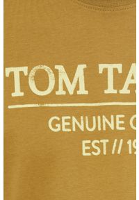 Tom Tailor t-shirt bawełniany kolor zielony z nadrukiem. Kolor: zielony. Materiał: bawełna. Wzór: nadruk