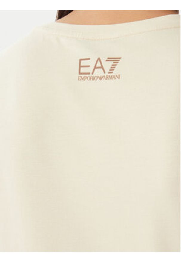 EA7 Emporio Armani T-Shirt 7W001093 AF10373 U1088 Beżowy Regular Fit. Kolor: beżowy. Materiał: bawełna