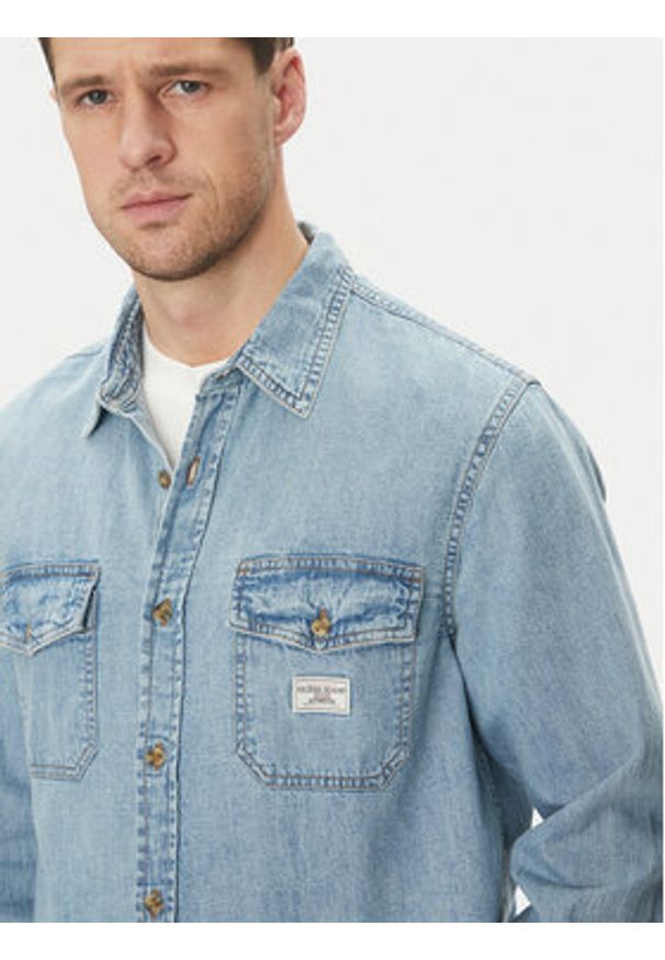 Guess Jeans Koszula jeansowa M5GH56 D5M82 Niebieski Regular Fit. Kolor: niebieski. Materiał: bawełna