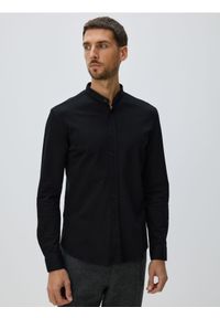 Reserved - Koszula super slim z bawełny egipskiej - czarny. Kolor: czarny. Materiał: bawełna