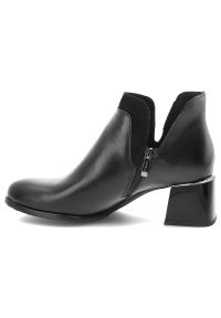 Czarne Botki Armodo Eleganckie Obuwie Damskie. Okazja: na co dzień. Kolor: czarny. Materiał: skóra. Szerokość cholewki: normalna. Obcas: na obcasie. Styl: elegancki. Wysokość obcasa: średni #2