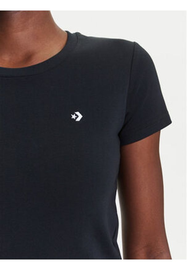 Converse T-Shirt 10027252-A02 Czarny Slim Fit. Kolor: czarny. Materiał: syntetyk, bawełna