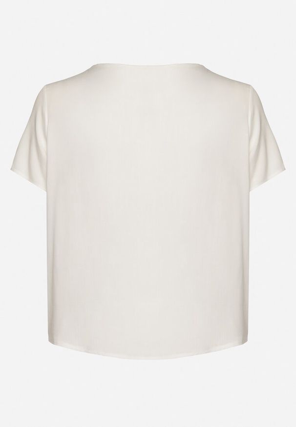 Born2be - Biały T-shirt Bluzka z Krótkim Rękawem z Ozdobnym Haftem Tesgia. Kolor: biały. Długość rękawa: krótki rękaw. Długość: krótkie. Wzór: haft