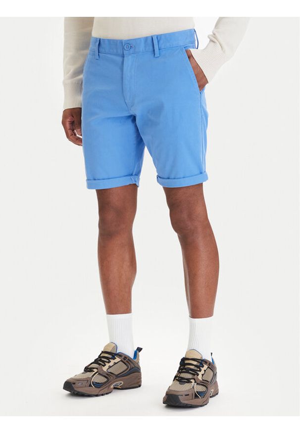 Tommy Jeans Szorty materiałowe Scanton DM0DM22852 Niebieski Slim Fit. Kolor: niebieski. Materiał: bawełna