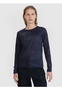 4f - 4F Longsleeve rowerowy szybkoschnący damski - czarny XL. Typ kołnierza: kołnierzyk stójkowy. Kolor: czarny. Materiał: dzianina, włókno, syntetyk, materiał, elastan. Długość rękawa: długi rękaw. Długość: krótkie. Wzór: gładki, ze splotem. Sport: kolarstwo