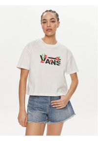 Vans T-Shirt Fleurs Os Crop Ss VN000JG7 Écru Regular Fit. Materiał: bawełna