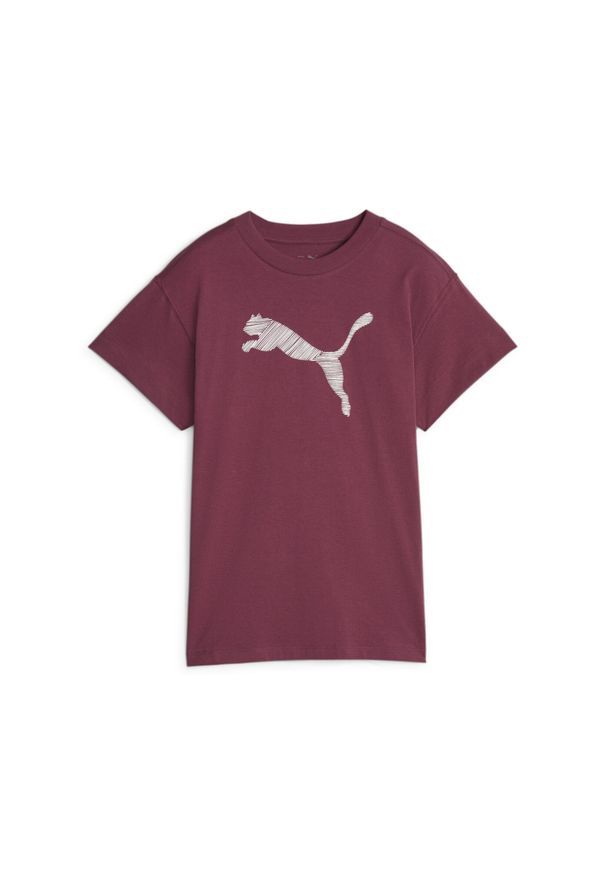 Damska koszulka Puma WMNS Her T-Shirt Dark Jasper Burgundy. Kolor: wielokolorowy. Materiał: bawełna. Sport: joga i pilates
