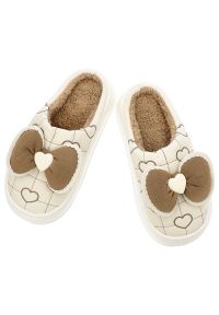 Beżowe Kapcie Filippo Ciepłe Damskie Buty Po Domu. Okazja: do domu. Kolor: beżowy. Materiał: futro. Wzór: aplikacja. Sezon: zima. Styl: elegancki #3