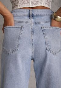 Renee - Jasnoniebieskie Jeansowe Szorty Casual Typu Jorts High Waits z Bawełny Nysalina. Okazja: na co dzień. Stan: podwyższony. Kolor: niebieski. Materiał: jeans, bawełna. Styl: casual #3