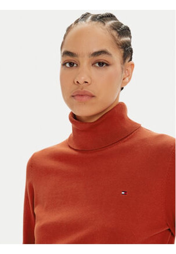 TOMMY HILFIGER - Tommy Hilfiger Golf WW0WW43211 Czerwony Regular Fit. Typ kołnierza: golf. Kolor: czerwony. Materiał: syntetyk