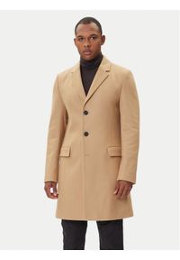 Hugo - HUGO Płaszcz wełniany Migor2541 50546528 Beżowy Slim Fit. Kolor: beżowy. Materiał: wełna #1