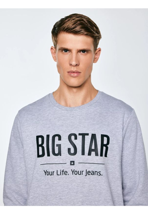 Big-Star - Bluza męska z nadrukiem szara Ecodort 901. Kolor: szary. Wzór: nadruk. Styl: klasyczny