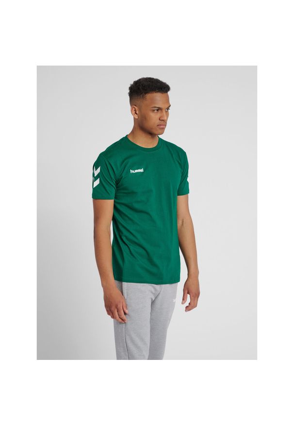 Koszulka sportowa z krótkim rękawem męska Hummel hmlGO cotton. Kolor: zielony. Długość rękawa: krótki rękaw. Długość: krótkie