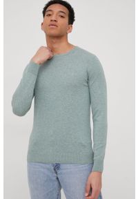 Tom Tailor sweter bawełniany męska kolor turkusowy. Okazja: na co dzień. Kolor: turkusowy. Materiał: bawełna. Długość rękawa: długi rękaw. Długość: długie. Styl: casual