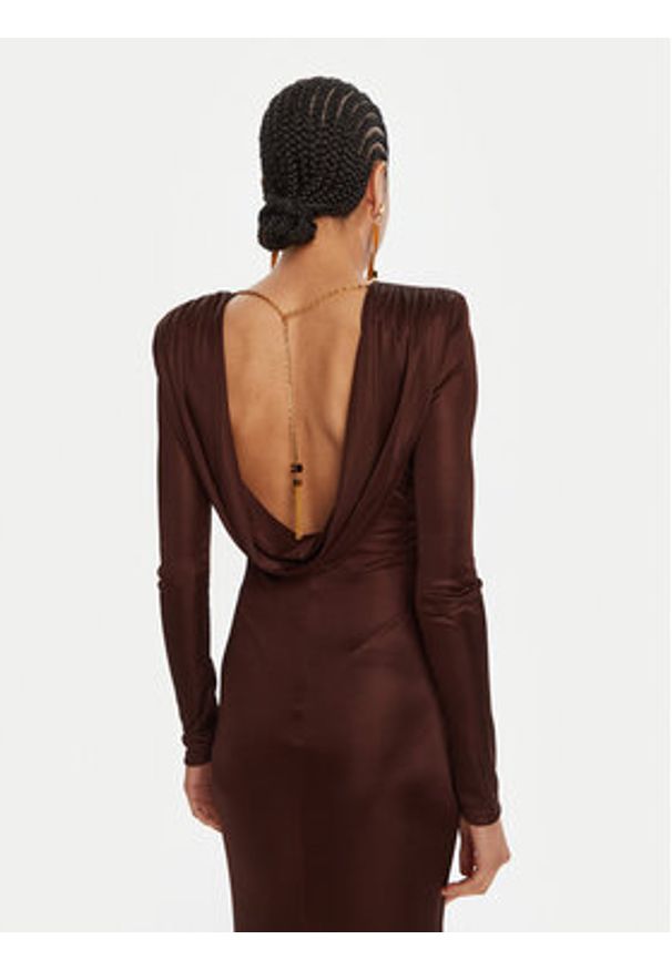 Elisabetta Franchi Sukienka wieczorowa AB-R10-56E2-V690 Brązowy Regular Fit. Kolor: brązowy. Materiał: wiskoza. Styl: wizytowy