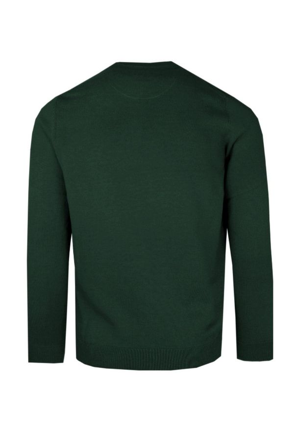 Bawełniany Sweter Pako Jeans - Okrągły Dekolt - Ciemnozielony. Kolor: zielony. Materiał: bawełna. Styl: klasyczny