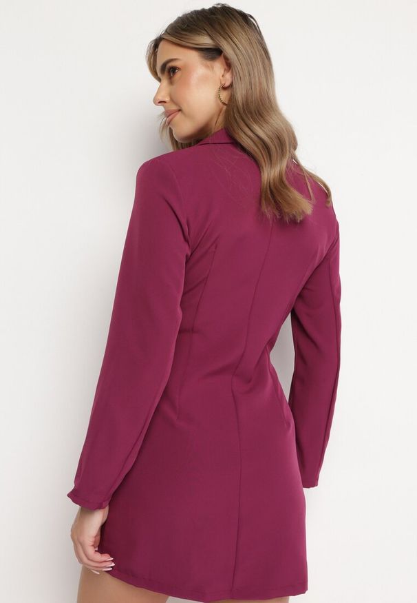 Born2be - Fioletowa Sukienka Iontheme. Okazja: do pracy, na spotkanie biznesowe. Typ kołnierza: dekolt w serek. Kolor: fioletowy. Styl: klasyczny, elegancki, biznesowy