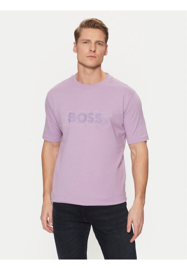 BOSS T-Shirt 50531271 Fioletowy Regular Fit. Kolor: fioletowy. Materiał: bawełna