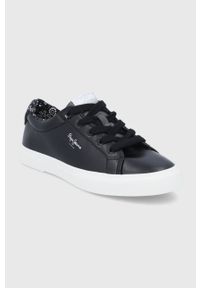 Pepe Jeans Tenisówki Kenton Plain damskie kolor czarny. Nosek buta: okrągły. Zapięcie: sznurówki. Kolor: czarny. Materiał: guma #4