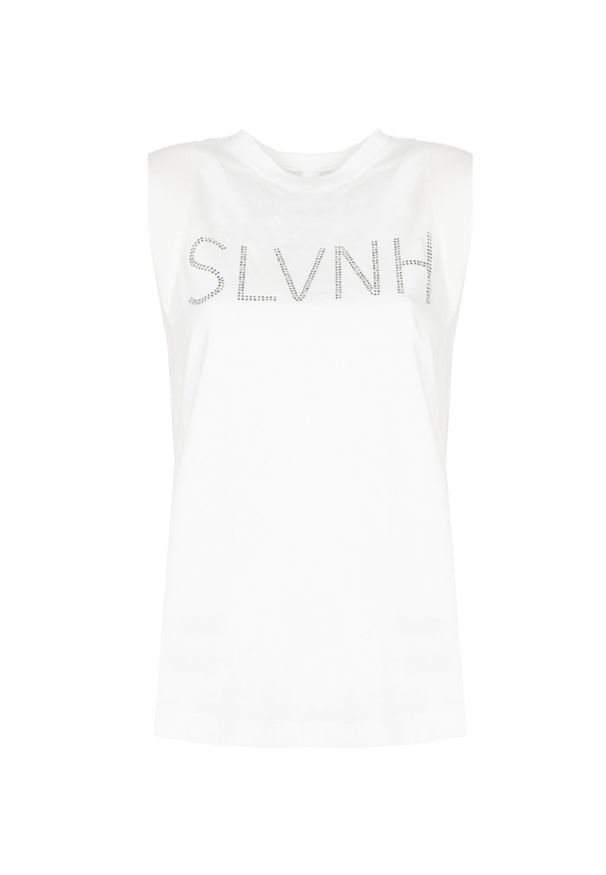 Silvian Heach T-Shirt | PGP22127TS | Kobieta | Biały. Kolor: biały. Materiał: bawełna. Długość rękawa: bez rękawów. Wzór: nadruk, aplikacja