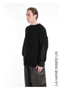 La Haine Inside Us Sweter | 3K M1111 | Mężczyzna | Czarny. Okazja: na co dzień. Kolor: czarny. Materiał: wełna, wiskoza, akryl. Sezon: lato. Styl: casual, elegancki