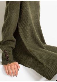 bonprix - Długi sweter z guzikami. Kolor: zielony. Długość: długie #3