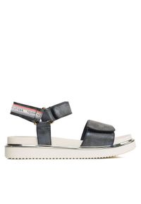 TOMMY HILFIGER - Tommy Hilfiger Sandały Platform Velcro Sandal T3A2-32760-0568 S Granatowy. Kolor: niebieski. Materiał: skóra