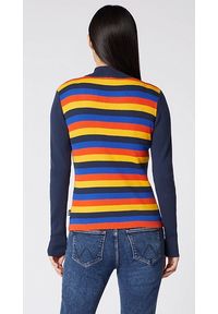 Wrangler - WRANGLER HIGN NECK SLIM DAMSKI SWETER W PASKI NAVY W8N7PW114 112132407. Wzór: paski #3
