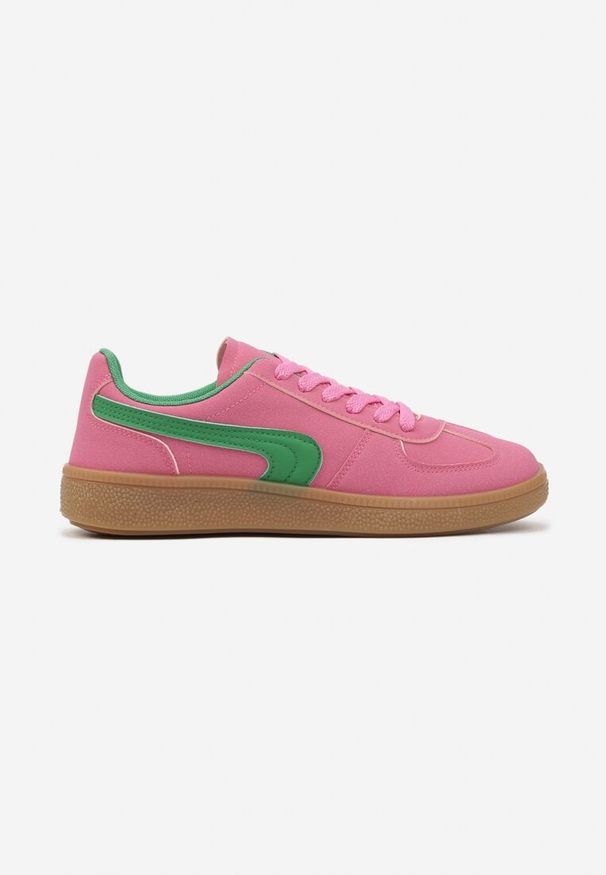 Born2be - Różowo-Zielone Sneakersy w Stylu Klasycznych Tenisówek Ahleria. Okazja: na co dzień. Kolor: różowy. Materiał: jeans