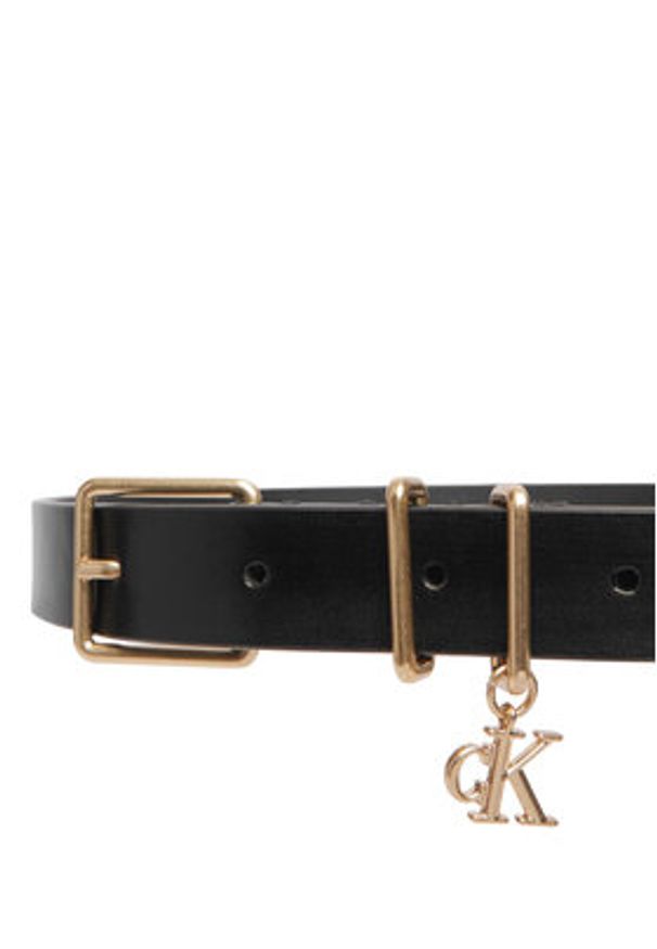 Calvin Klein Pasek Logo Charm Belt LV04F7086G Czarny. Kolor: czarny. Materiał: skóra