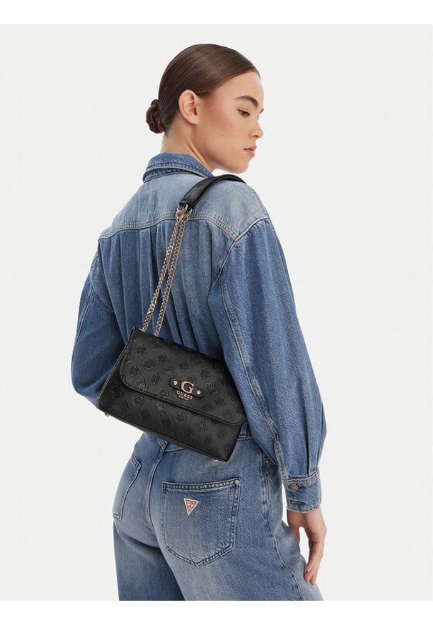 Guess Torebka Dita HWPD76 02210 Czarny. Kolor: czarny. Materiał: skórzane