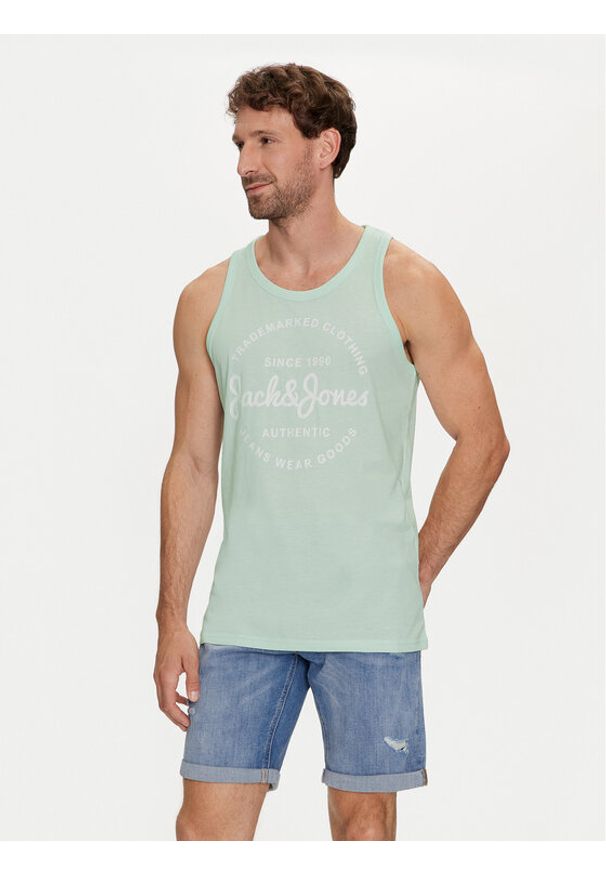 Jack & Jones - Jack&Jones Tank top Jjforest 12248622 Turkusowy Standard Fit. Kolor: turkusowy. Materiał: syntetyk, bawełna