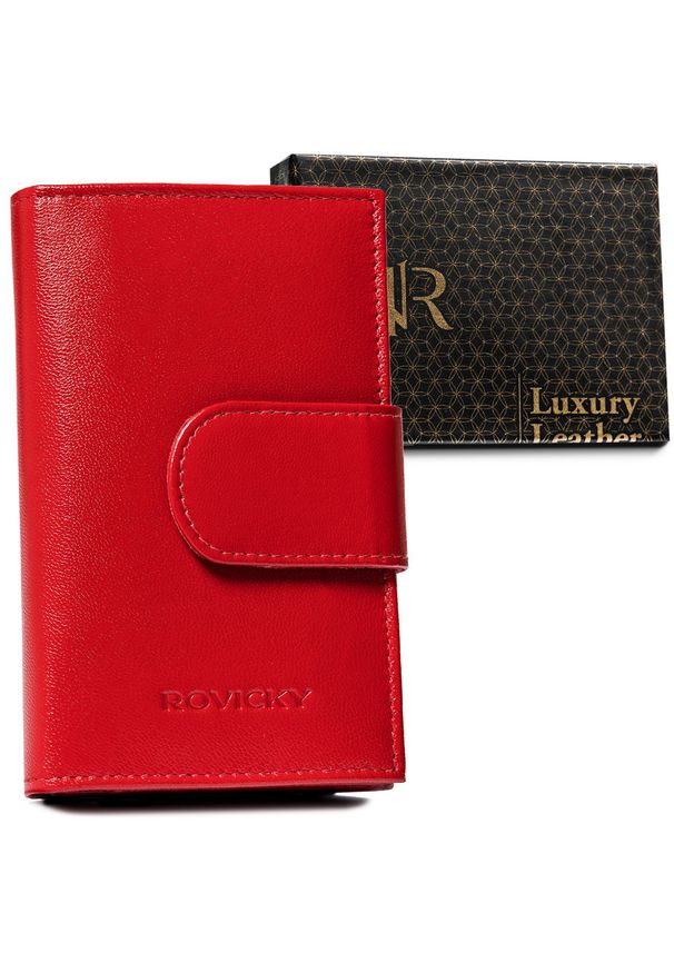 ROVICKY - Portfel skórzany Rovicky czerwony R-RD-40-GCL Red. Kolor: czerwony. Materiał: skóra