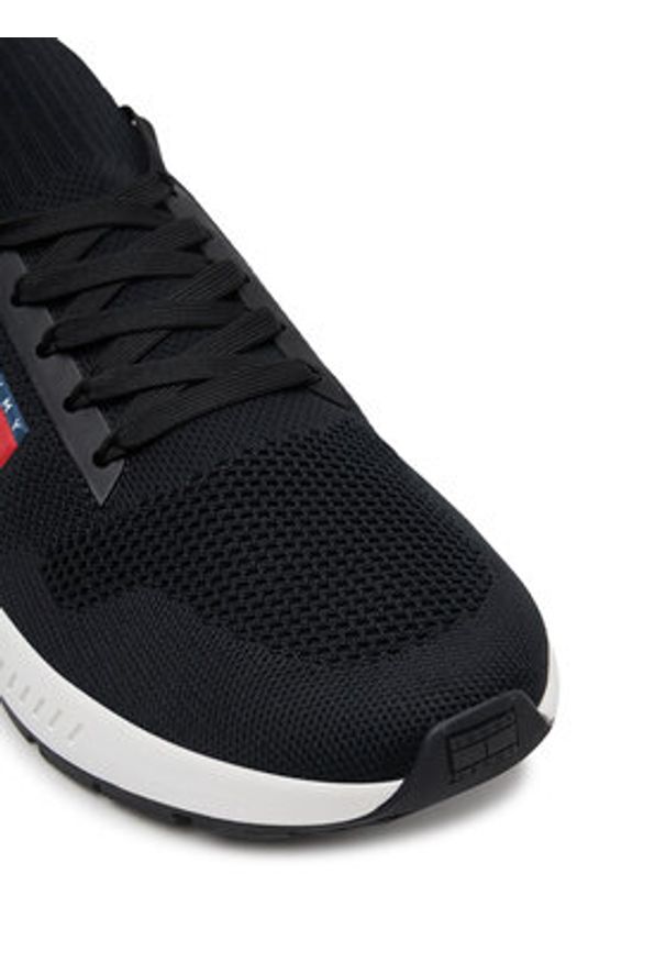 Tommy Jeans Sneakersy Runner Kntitted EM0EM01555 Czarny. Kolor: czarny. Materiał: materiał